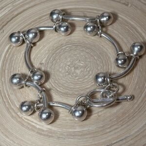 Solid Sterling Silver 925 Ball Charm Bracelet - Silver